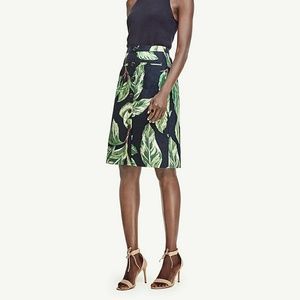 MINT Ann Taylor Leaf Tree Palm Print Skirt